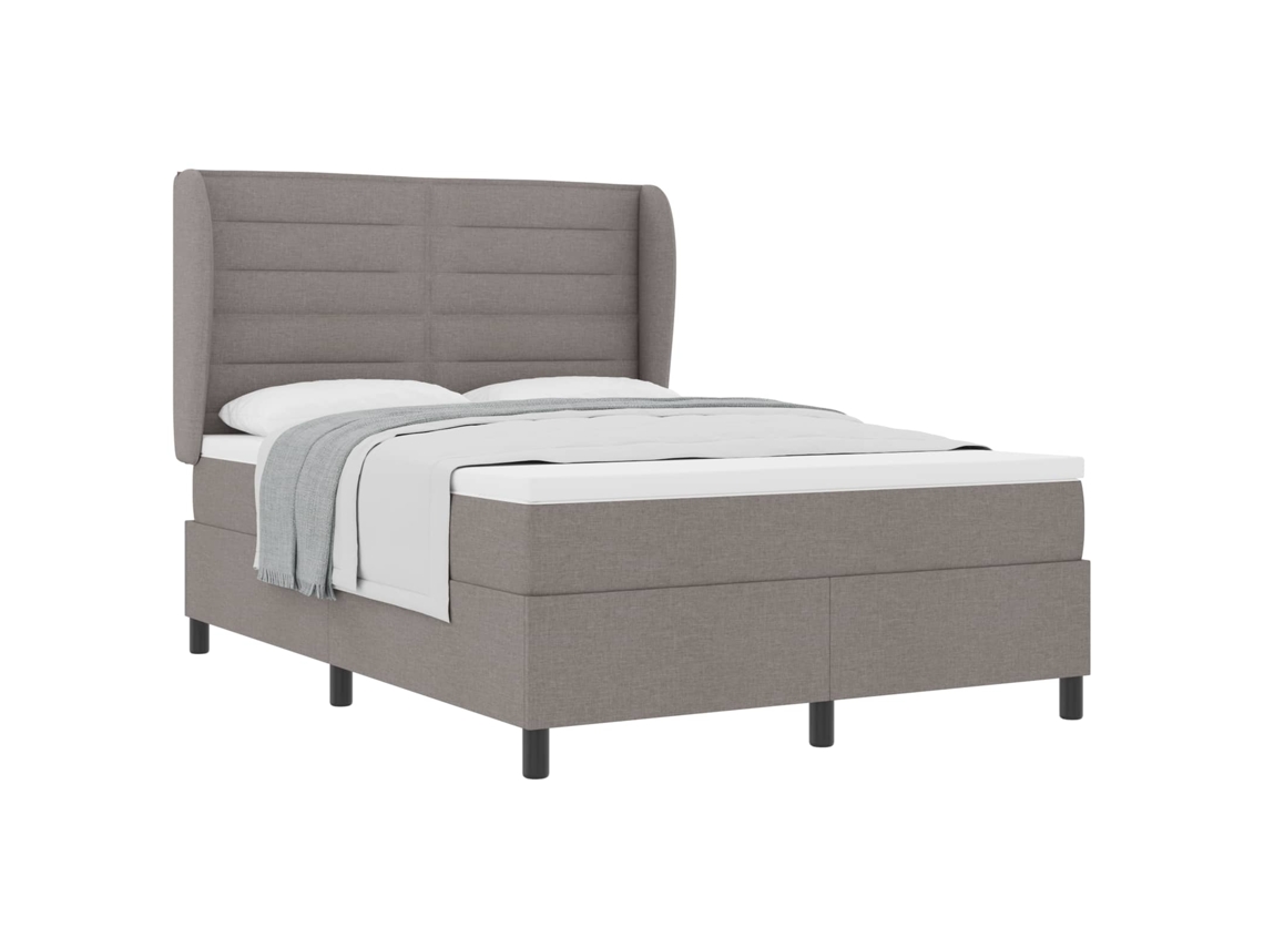 Syfax™ Cama Tipo Box Spring Con Colchón Taupé 140 X 190 Cm Tela