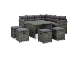 Conjunto de jardín de 6 piezas con cojines de mimbre gris de DKD Home Decor