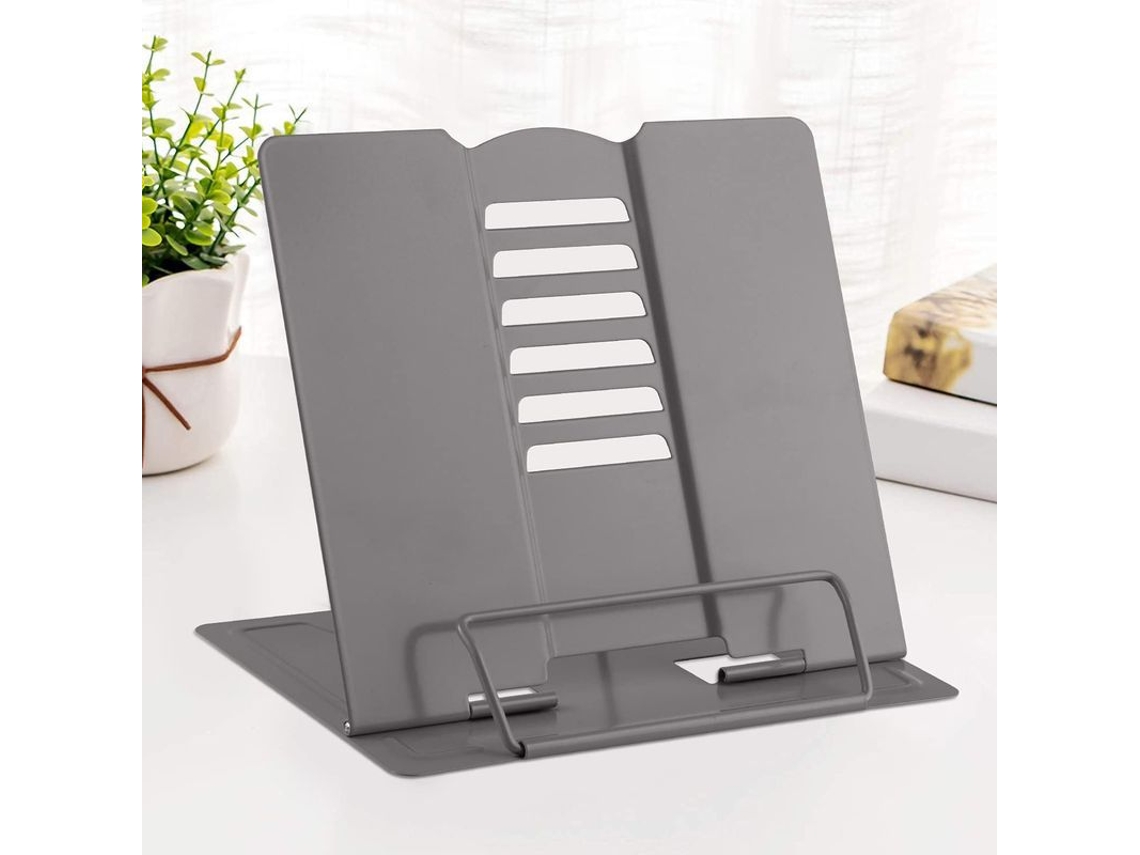 2026-soporte De Libros Linjou, Portátil Ajustable De Metal, 6 Posiciones, Gris, Multifuncional Para Libros Y Tablets