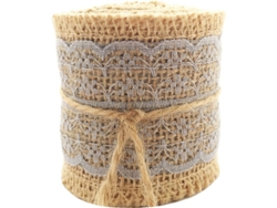 Cinta De Yute Natural Con Encaje Gris 6 Cm De Ancho Y 2 Metros De Largo Para Manualidades Decoración