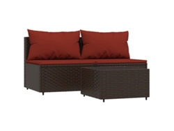 Maison Exclusive - Set Muebles De Jardín 3 Piezas Y Cojines Ratán Sintético Marrón