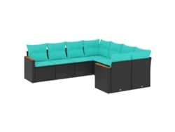 Maison Exclusive - Conjunto De Sofá De Jardín De 8 Piezas Con Cojines, De Poliratán Negro