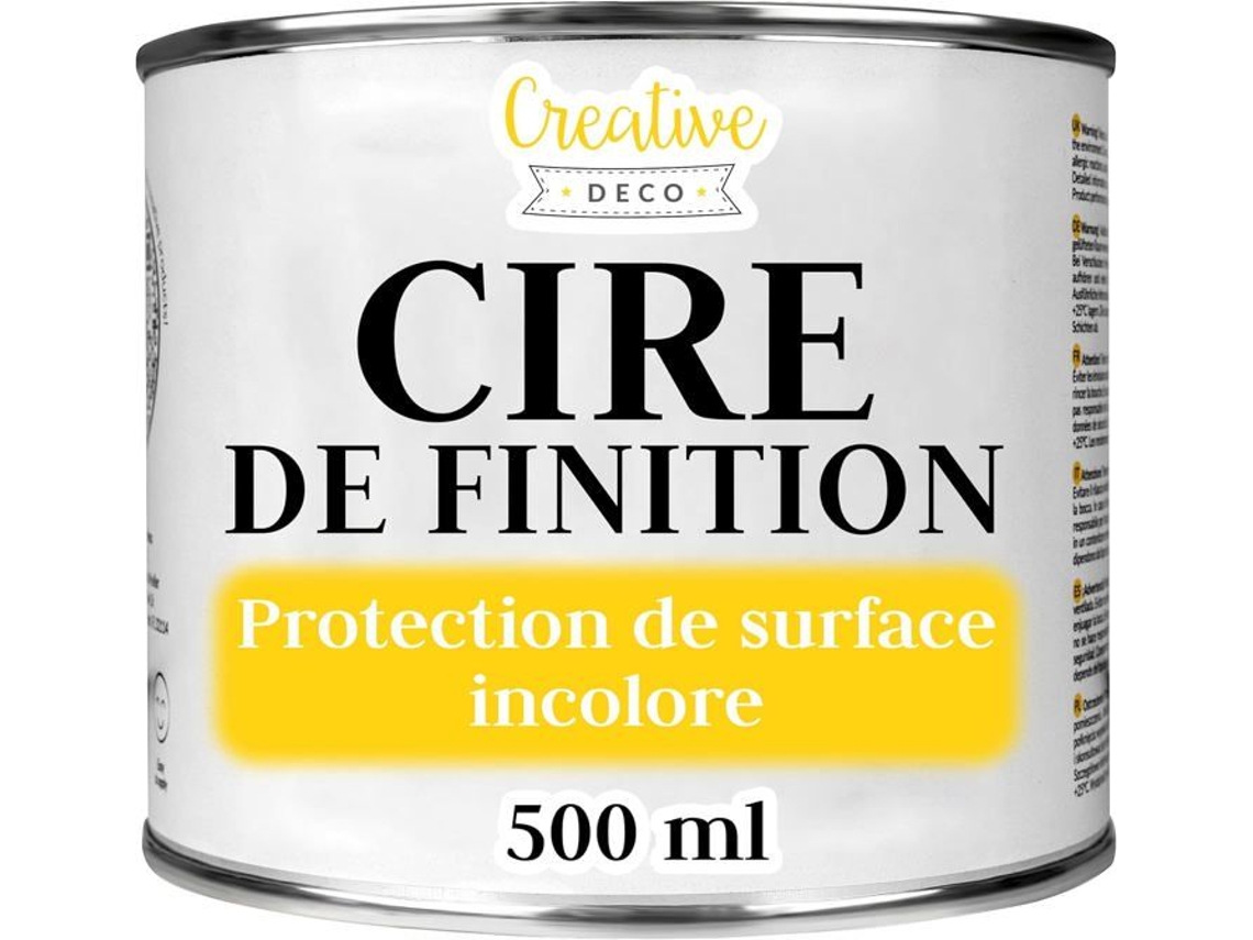 CREATIVE DECO Cera de Acabado Incolora 500Ml Barniz Transparente Luz Brillante Protección de Muebles de Madera Parquet
