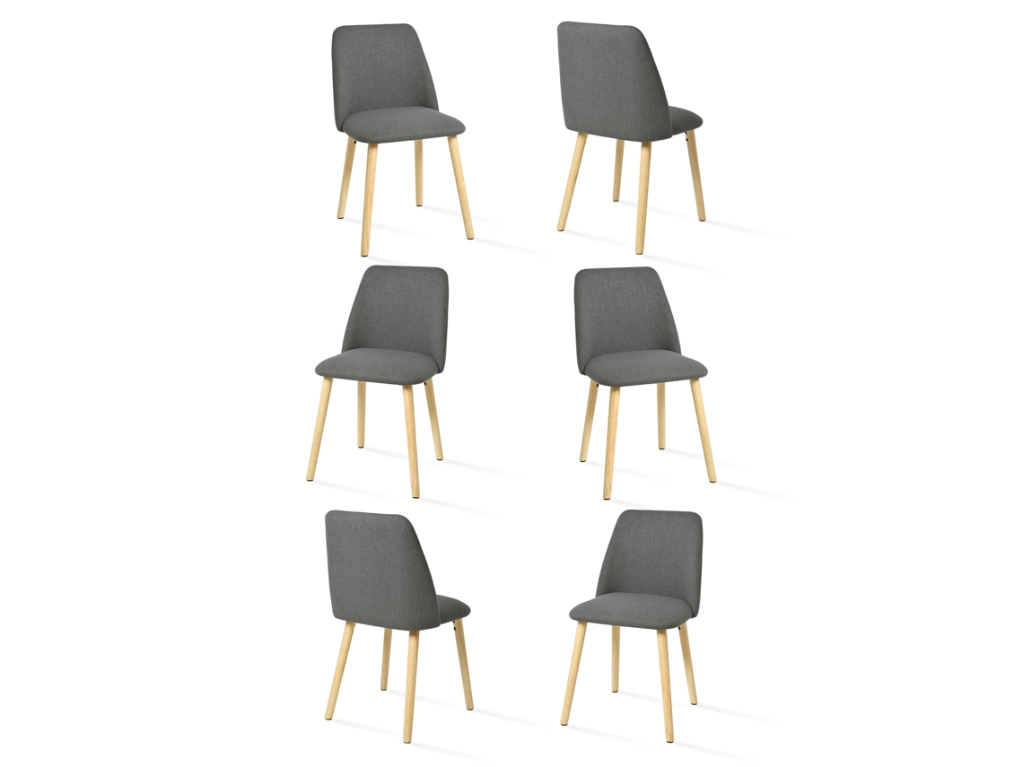 Sillas De Comedor Goeurvant 421(pack De 6, Gris, Tela)