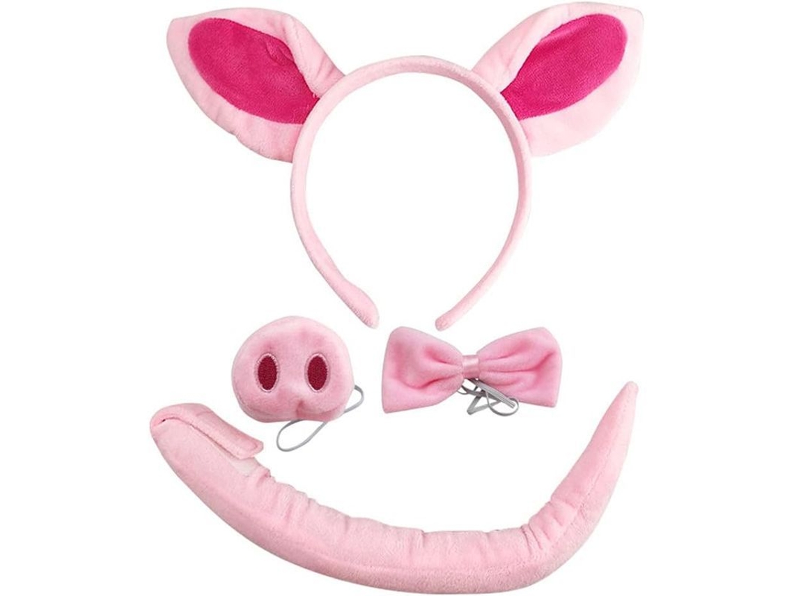 Kit De Accesorios Para Disfraz De Cerdito Rosa - Accesorios De Halloween Para Adultos Y Niños