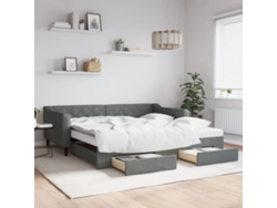 Sofá Cama Nido Con Cajones Tela Gris Oscuro 100x200 Cm
