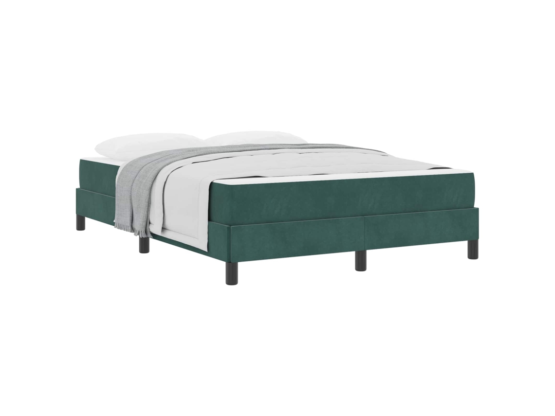 Maison Exclusive - Cama Tipo Box Spring Con Colchón Verde Oscuro 160 X 200 Cm Tela