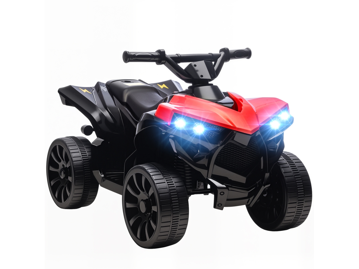 Quad Eléctrico Infantil De 6v, De 37 A 72 Meses, Con Faros, Música, Color Rojo, 70x42x45 Cm.