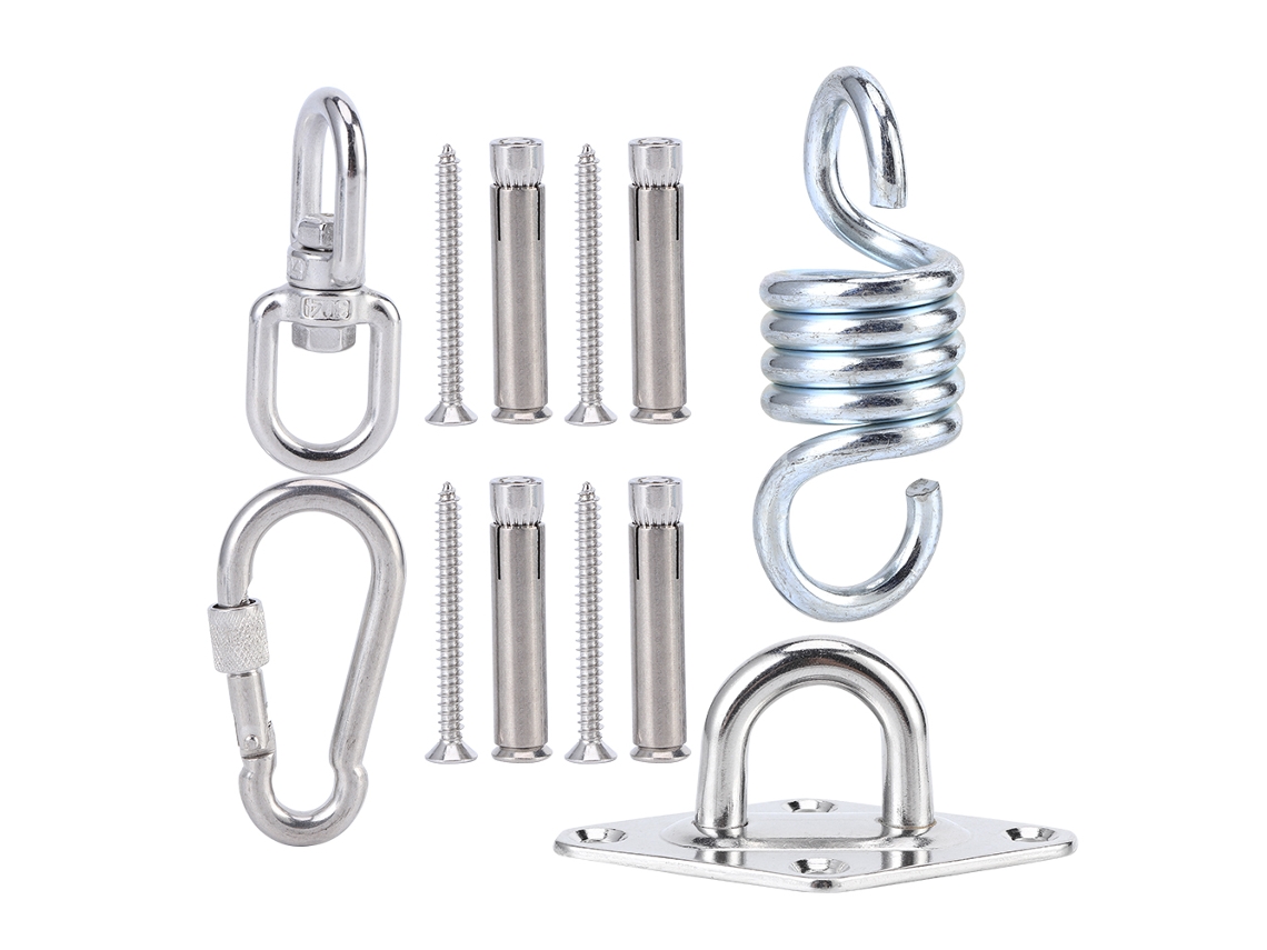 Accesorios De Montaje En Techo De Acero Inoxidable Para Hamacas Y Sillas Colgantes, Con Tornillos Y Resorte.