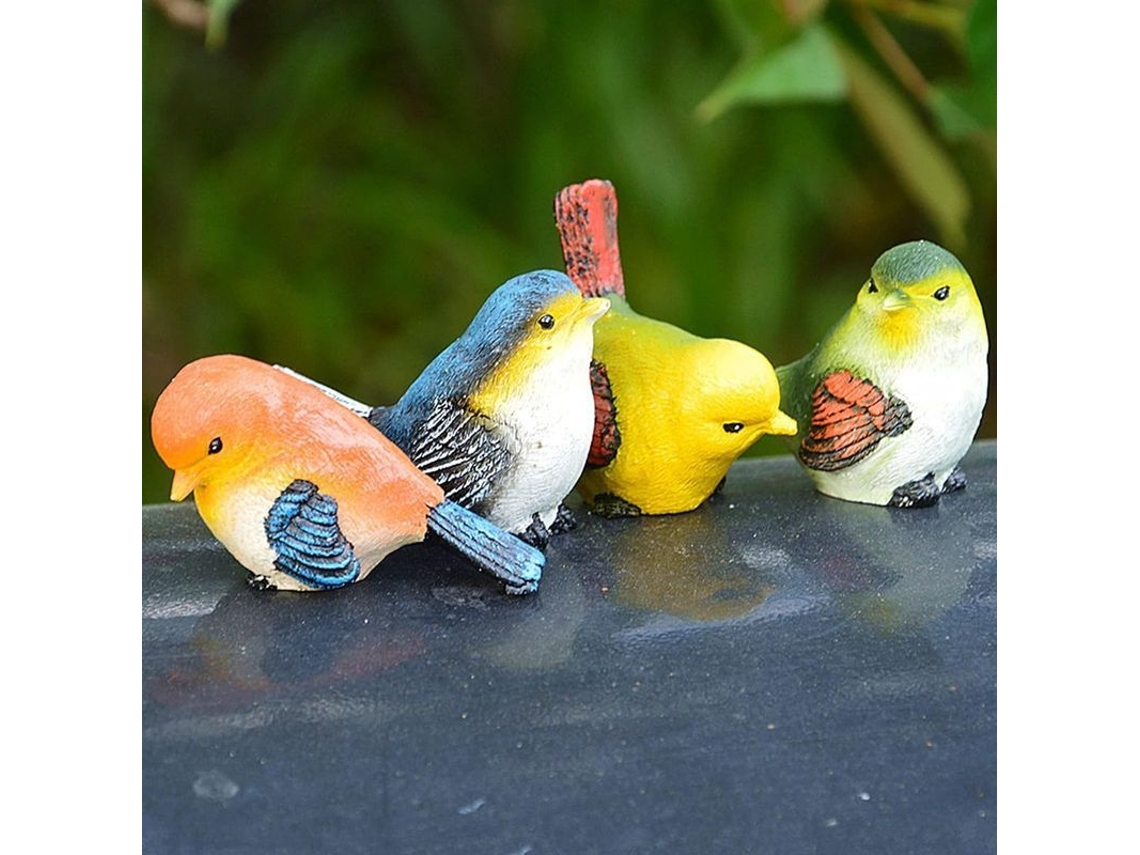 Figuritas De Pájaros De Resina, 4 Piezas, Decoración De Jardín, Estilo Campestre, 6,5 X 4,5 X 5 Cm