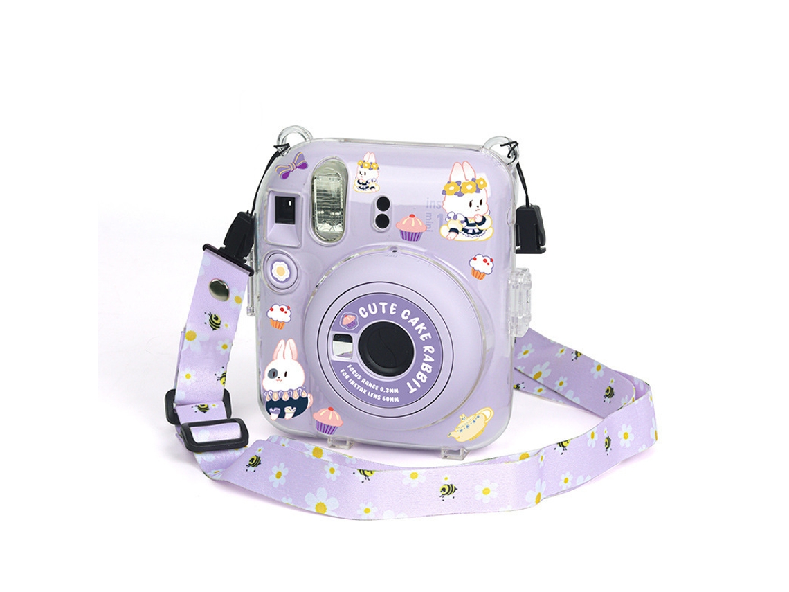 Adecuado para Polaroid Instax Mini12 Estuche de Cristal con Correa Adhesiva Juego de Tres Piezas YUYSAN Púrpura