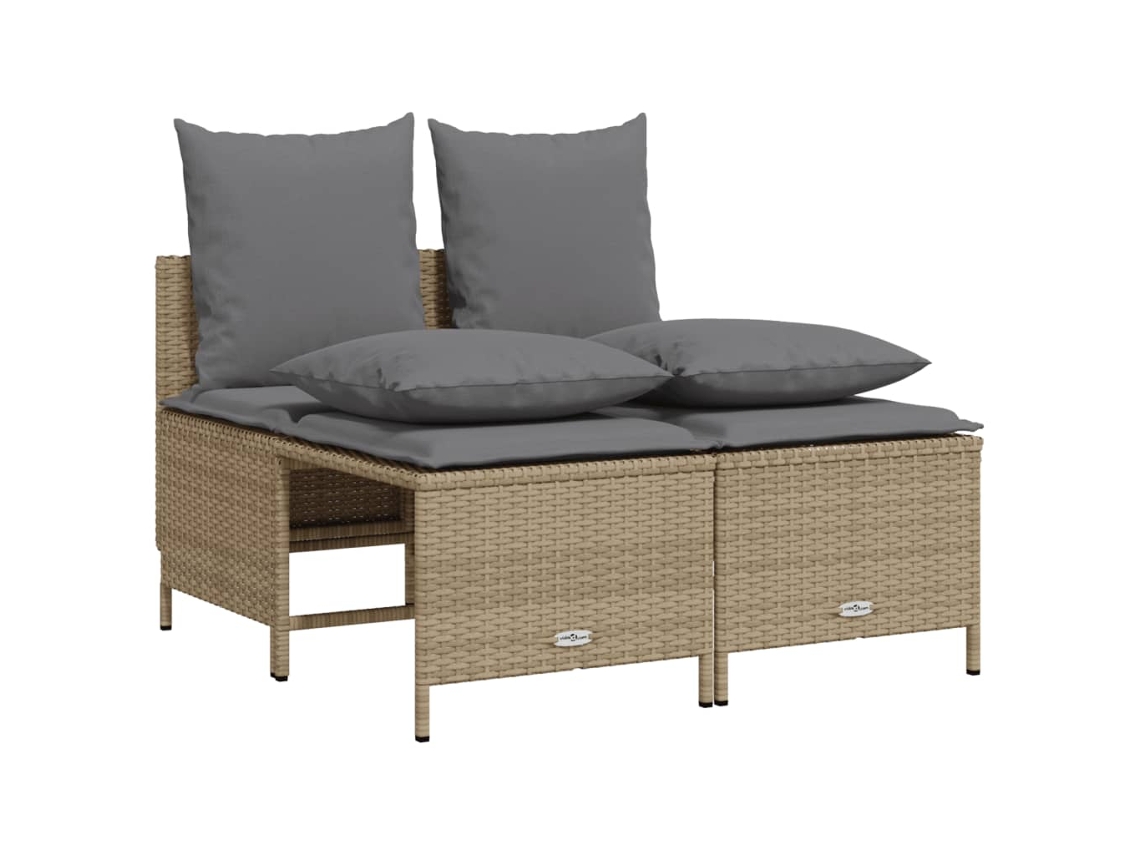 Conjunto de 4 sofás de jardín con cojines de mimbre beige MAISON EXCLUSIVE (4 piezas)