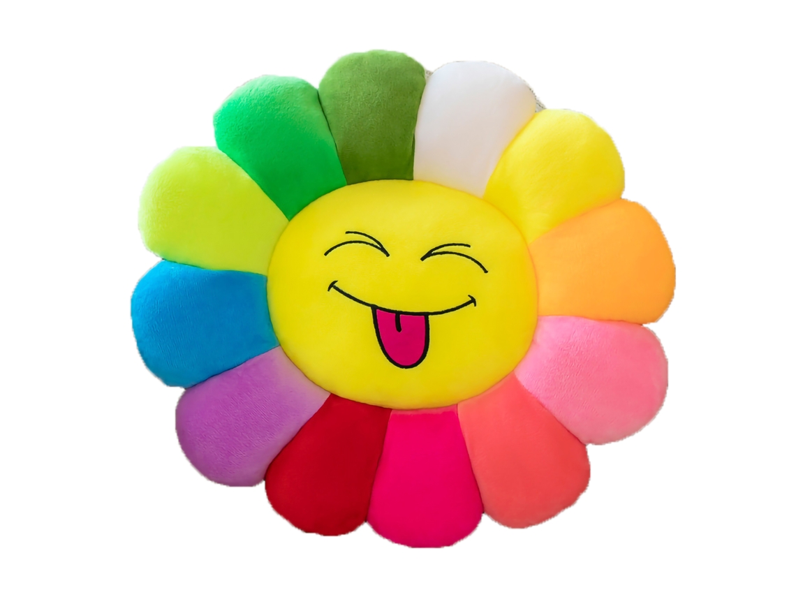 Cojín de girasol colorido con diseño expresivo para sofá y oficina