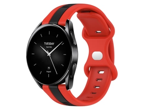 Correa de reloj inteligente para Xiaomi Watch S2 42 mm 22 mm Hebilla de mariposa de silicona bicolor (rojo + negro)