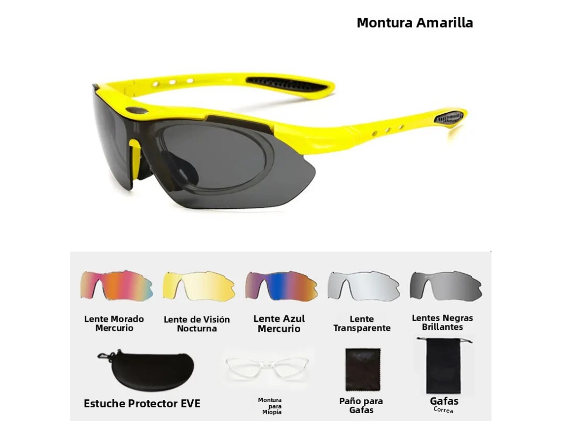 Gafas de ciclismo deportivas unisex MDUG con montura acrílica (amarillas)