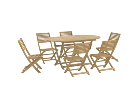 Conjunto 7 de comedor para jardín VIDAXL madera maciza acacia