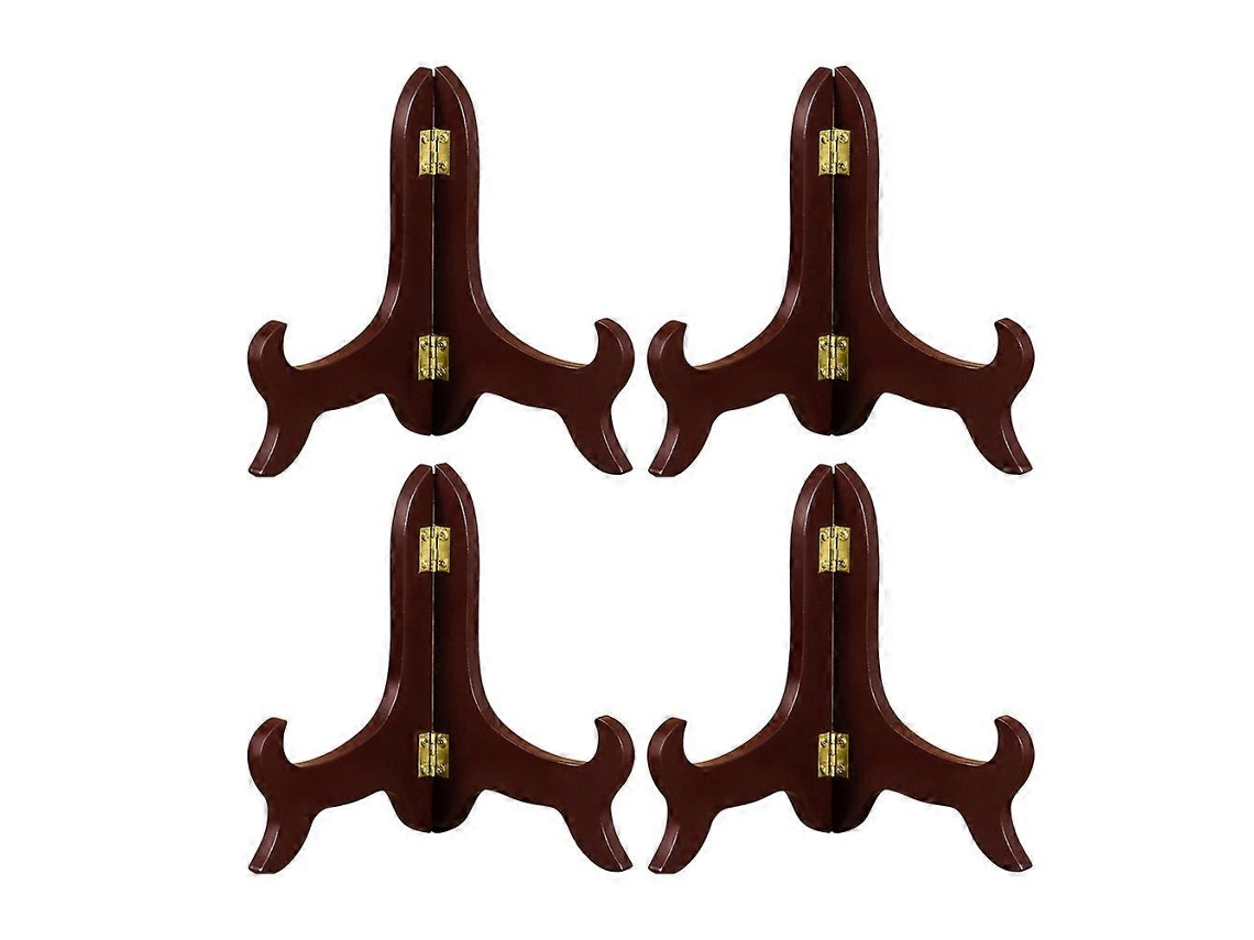 Rebe-4 Soportes De Madera Para Cuadros Y Platos Estandes Decorativos Plegables Para Exhibir Fotos Libros Y Artículos Pequeños 4 Pulgadas