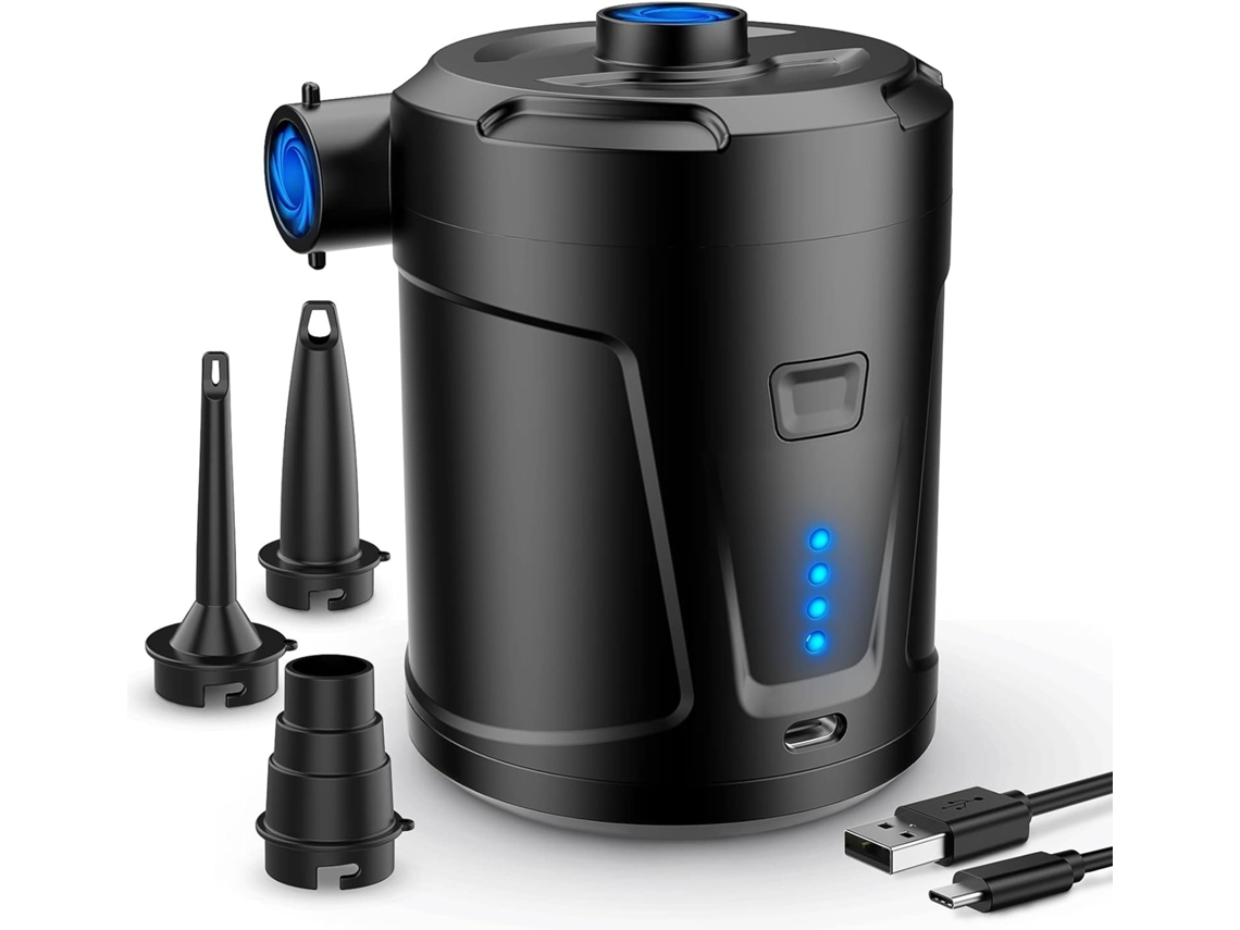 Bomba de aire eléctrica bomba de aire portátil de 5200 mAh con inflado/desinflado rápido bomba eléctrica recargable con 4 boquillas para piscina infantil piscina colchón de CHRONUS
