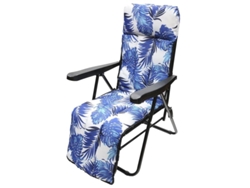 Silla playa acolchada, estructura acero reclinable 5 posiciones con reposapies, silla multiposición, silla con reposabrazos