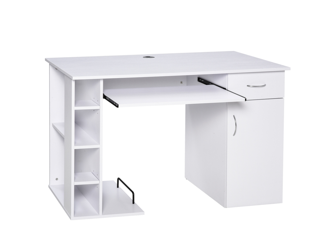 Escritorio Ordenador Multimedia Cajón Bandeja Teclado Blanco