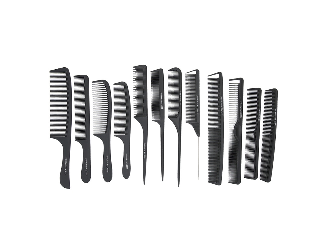 12pcs Novo Conjunto De Pentes De Cabelo Preto Para Cabeleireiro E Estilo De Corte