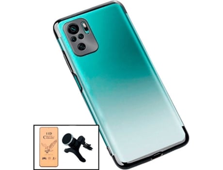 Kit Cristal Templado CeramicGlass Full Cover, Funda SlimArmor y Soporte Magnético de Coche Xiaomi Redmi Note 10s PHONECARE Negro