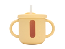 Vaso De Aprendizaje De Silicona Con Asas, Dos Tapas, Ligero, Para Bebés - Amarillo