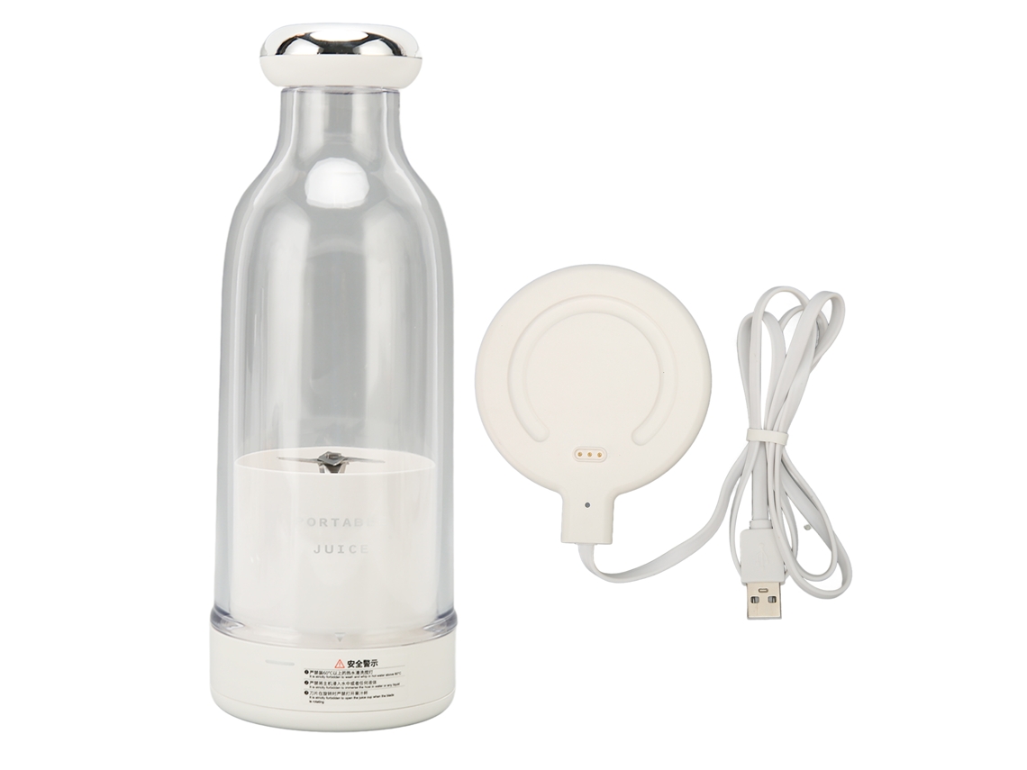 Licuadora Portátil Para Batidos Y Licuados Con 6 Cuchillas Y Batería De 2000 Mah, 380 Ml, Blanca.