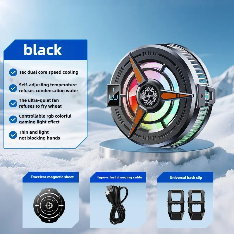 Refrigerador para juegos (negro) con clip trasero magnético y disipador de calor semiconductor 2 en 1 que congela el hielo.