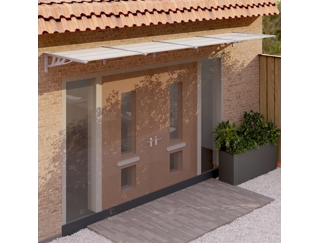 MAISON EXCLUSIVE Marquesina puerta policarbonato gris y transparente 396x90 cm
