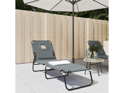 Tumbona plegable de tela Oxford y acero con recubrimiento en polvo gris DKD HOME DECOR