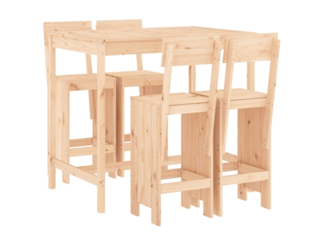 Conjunto 5 de mesa y taburetes altos jardín VIDAXL madera maciza pino