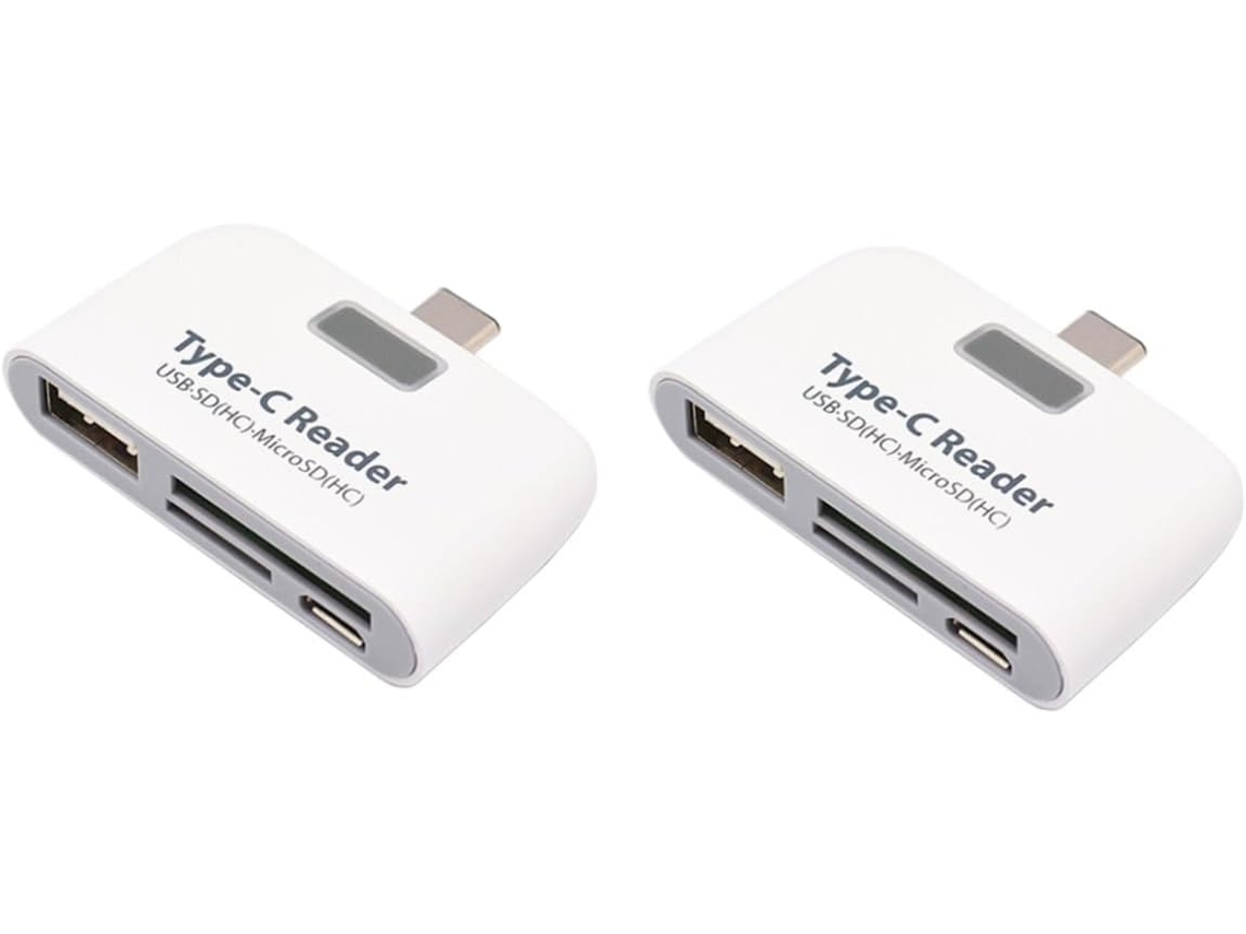 Hub Usb Compacto De 2 Piezas Con Conectores Adaptadores Otg Para Usb Y Xps, Blanco