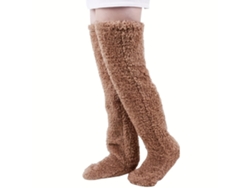 Calcetines hasta la rodilla, calcetines altos y cálidos para el invierno, calentadores de piernas suaves y cálidos (marrón) Cuich