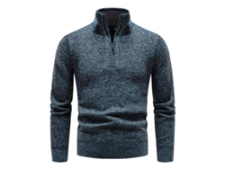 2026-suéter Hombre Mystdiy Con Cremallera Casual De Punto Pullover Cuello Alto Manga Larga Forrado De Terciopelo