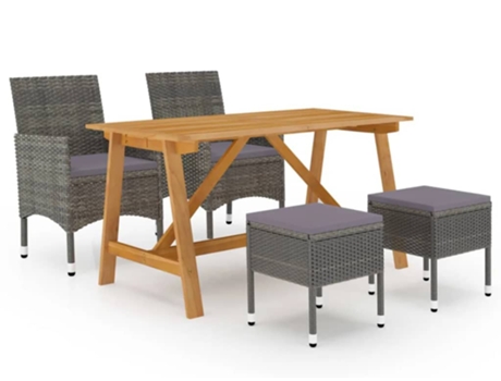 Conjunto 5 de comedor de jardín de VIDAXL gris