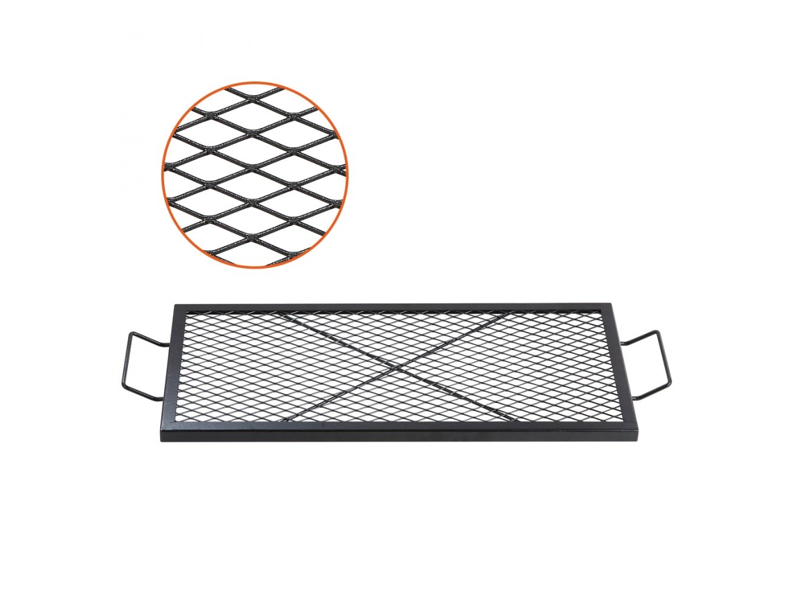 Barbacoa de fogón de 81 x 38 cm en acero resistente con marcas en X Diseño Tekmaquinas