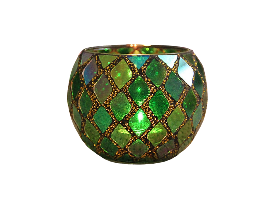 Vasija Mosaico de Vidrio Multiusos Base Verde 7cm