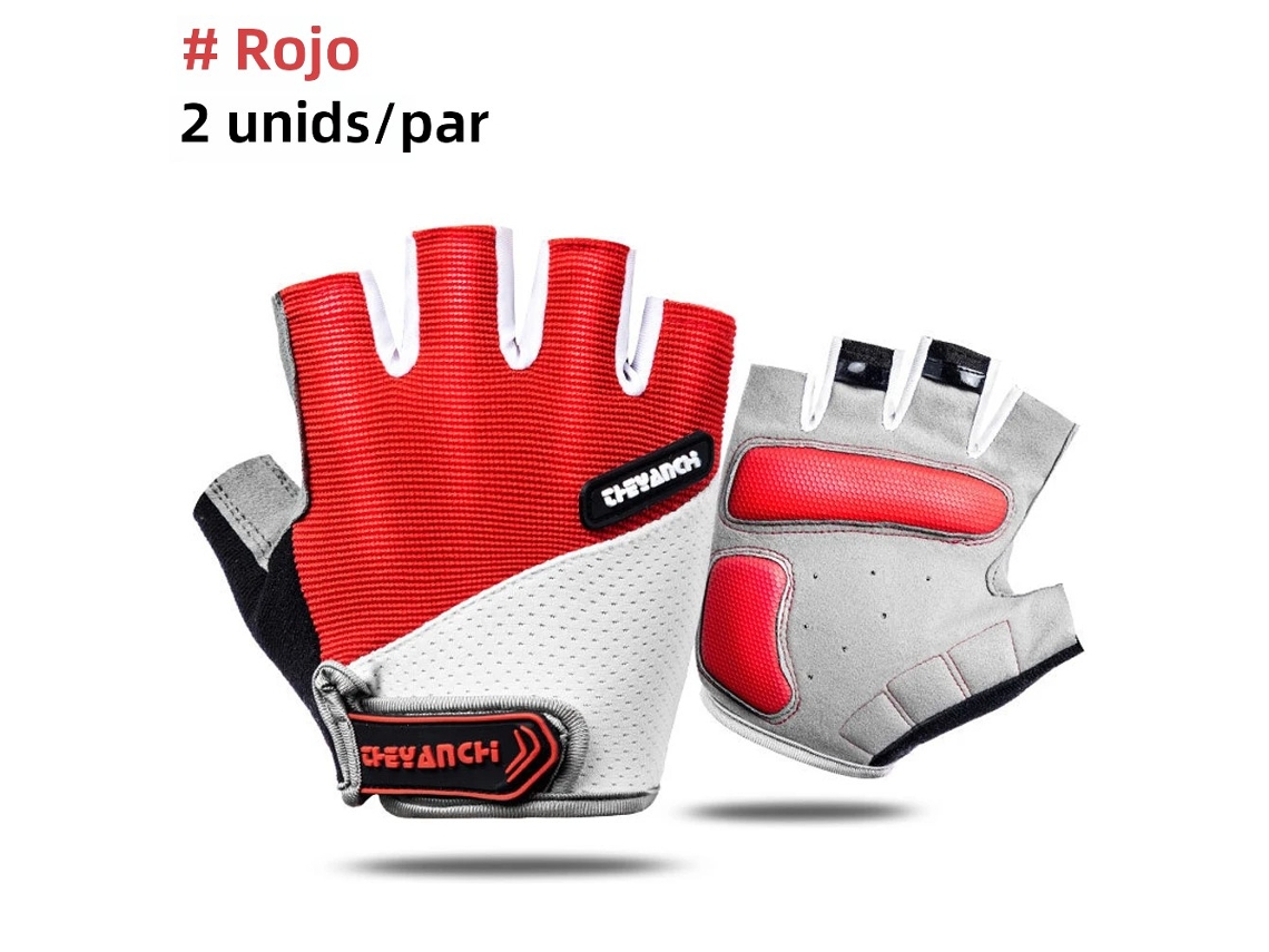 (rojo Xl) Guantes De Ciclismo Unisex, Antideslizantes Y Amortiguadores, Lavables, Estilo Medio Dedo.