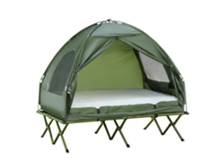 Cama De Camping 4 En 1, Tienda De Campaña Doble, Colchón Hinchable, 193x145x180cm, Verde.