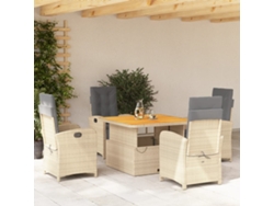 Juego de comedor de jardín de 5 piezas con cojines de mimbre beige de DKD Home Decor