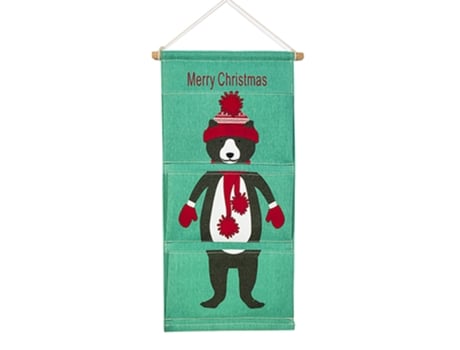 Bolsa de almacenamiento de 3 bolsillos para colgar en la puerta, organizador de armario, decoración para habitación, decoración navideña, oso