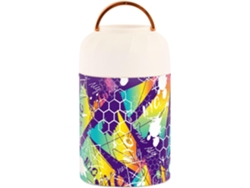Ternera Isotérmica De Acero Inoxidable Con Cuchara Diseño Abstracto Grafiti Morada Para Niños Y Mujeres 500...