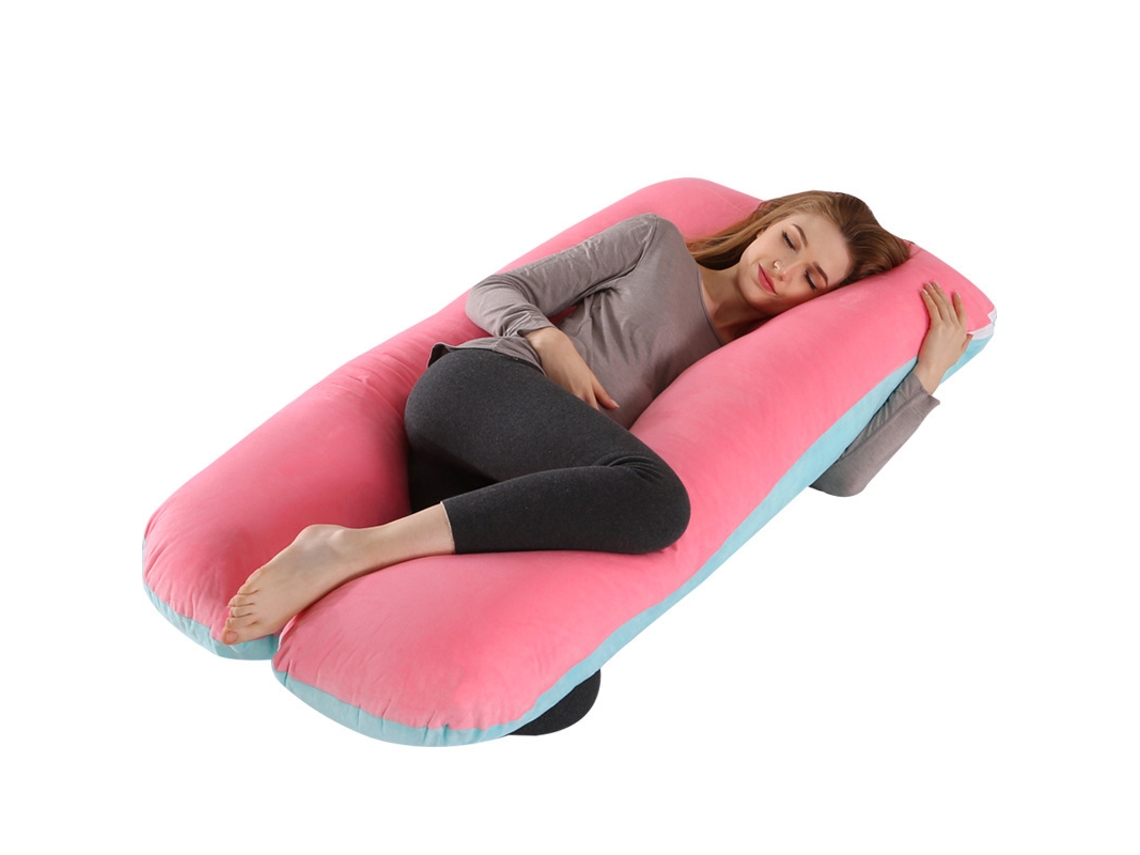 Almohada De Embarazo Multifuncional Para Dormir Durante El Embarazo Aliviar El Abdomen Y Dar Soporte A La Cintura 125 X 72 Cm (rosa Y Azul) Cuich