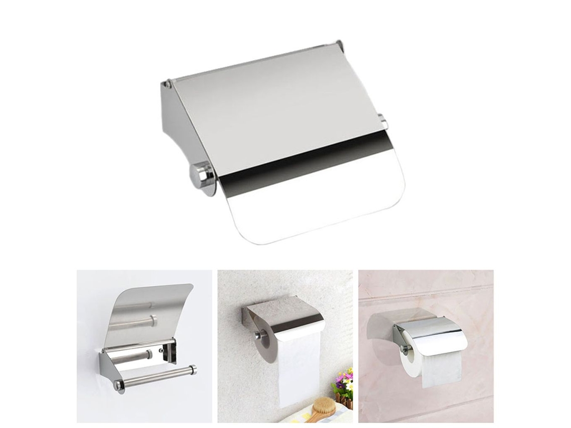 Portarrollos de papel higiénico de acero inoxidable Jortmrd con tapa para baño y pared