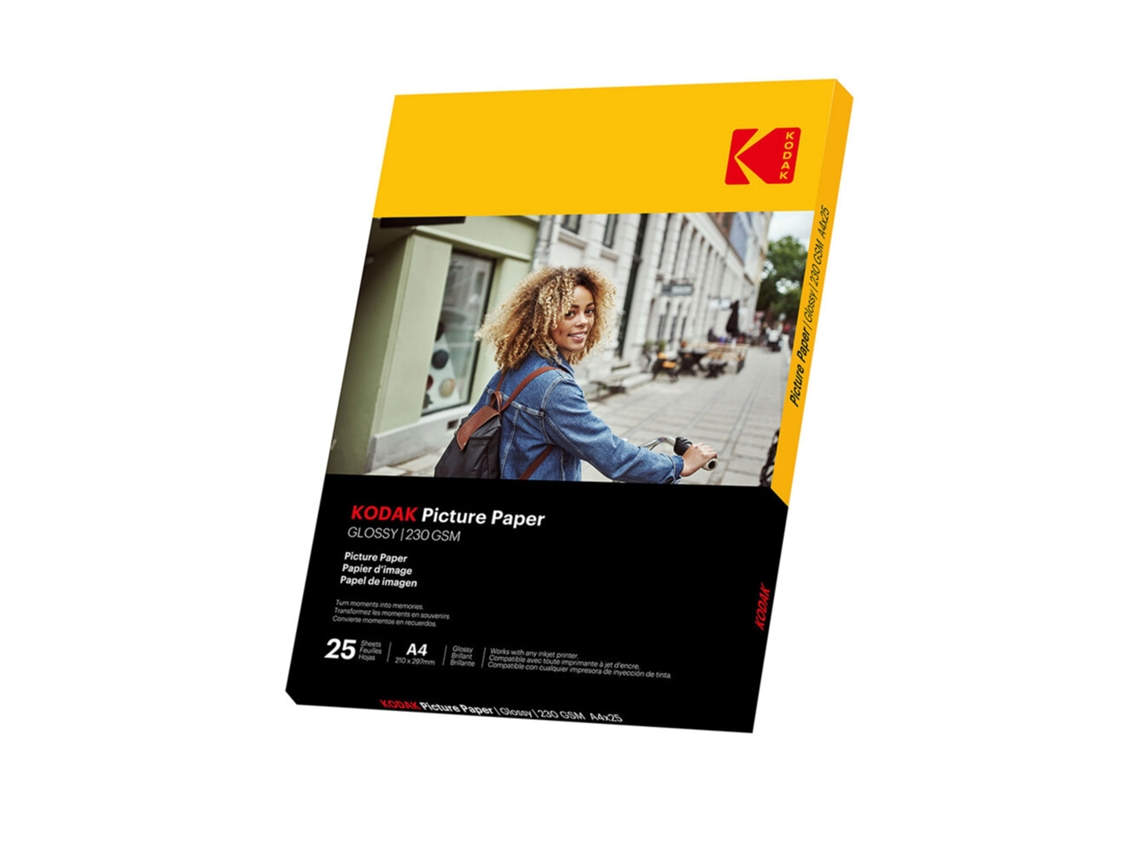 Papel Fotográfico KODAK Picture Brilhante A4 230 G/M² Branco Pack 25 Folhas