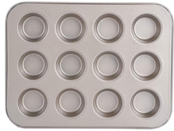 Molde para muffins - 12 unidades - Dorado - Mini cupcakes - Para muffins jugosos - 24,6 x 18,5 x 2 cm