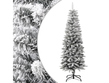 vidaXL Árbol de Navidad artificial estrecho con nieve PVC y PE 150 cm