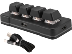 Teclado Mini Personalizado Mk424u De 4 Teclas Con Interruptor Usb Para Juegos, Oficina Y Multimedia, Color Negro.
