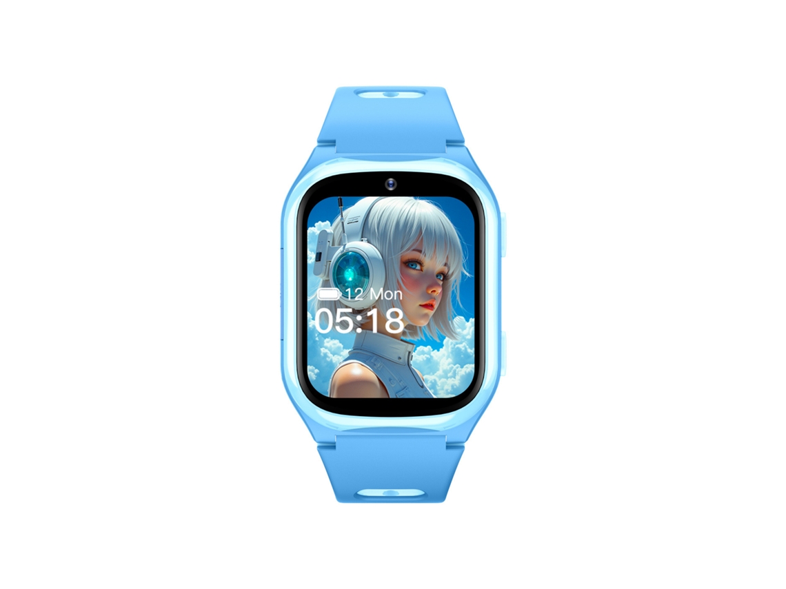 Smartwatch con pantalla curva y 4G para llamadas, videollamadas y localización GPS MDUG (azul)